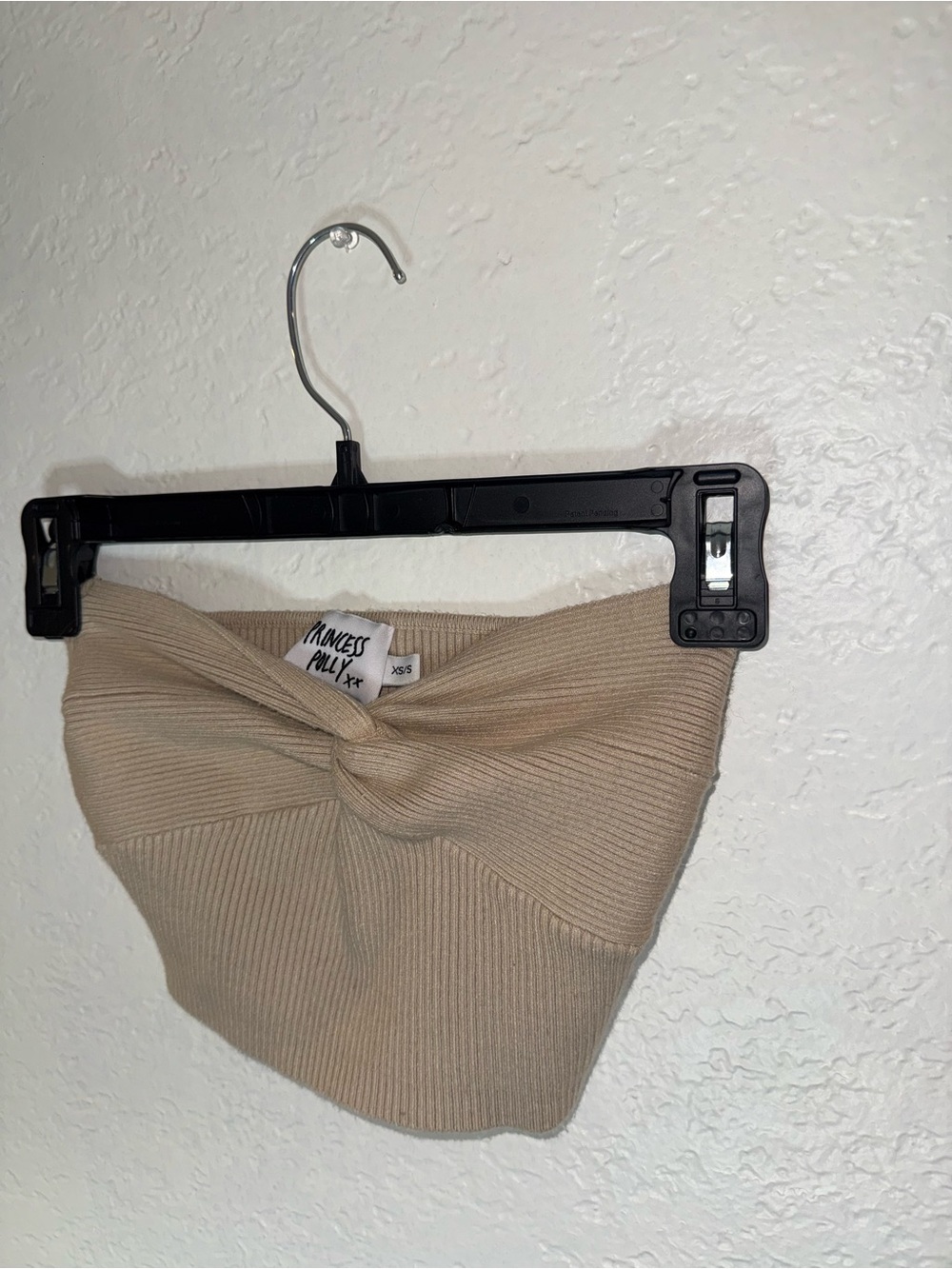 Princess Polly Taupe Ribbed Twist-Front Mini Skirt